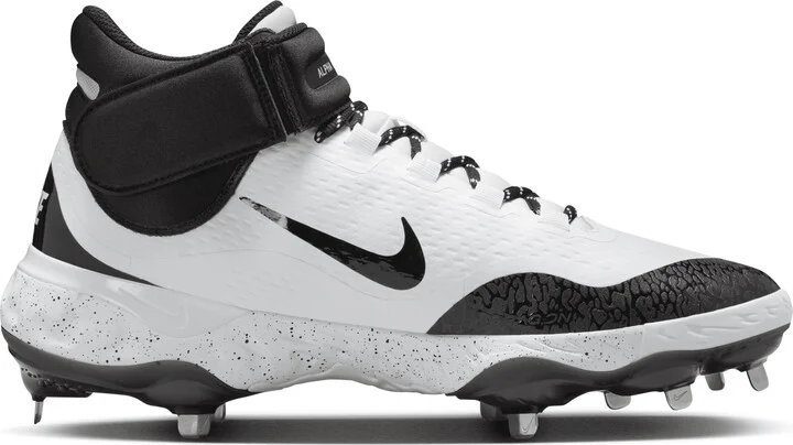 Nike Men's Alpha Huarache Elite 4 Mid Baseball Cleats in White | FD2744-107 - Image 3