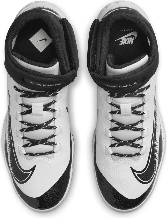 Nike Men's Alpha Huarache Elite 4 Mid Baseball Cleats in White | FD2744-107 - Image 4