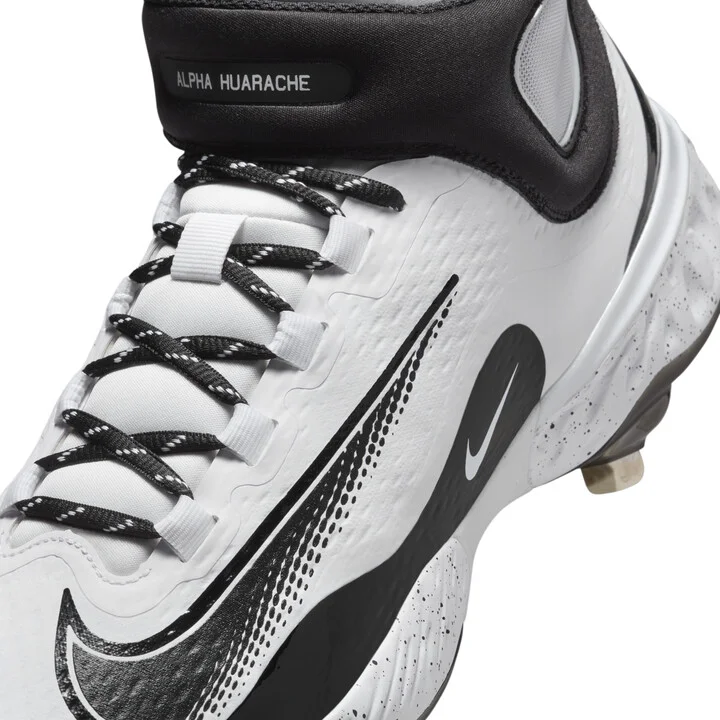 Nike Men's Alpha Huarache Elite 4 Mid Baseball Cleats in White | FD2744-107 - Image 8