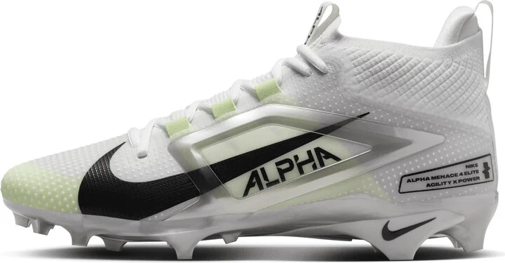 Nike Men's Alpha Menace 4 Elite Football Cleats in White | FD7036-100