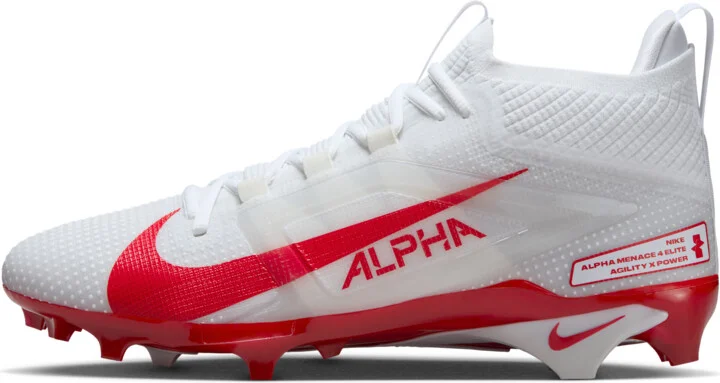 Nike Men's Alpha Menace 4 Elite Football Cleats in White | FD7036-102