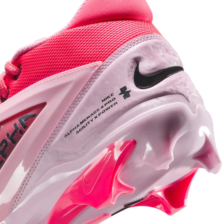 Nike Men's Alpha Menace 4 Pro Football Cleats in Pink | HJ4568-600 - Image 9