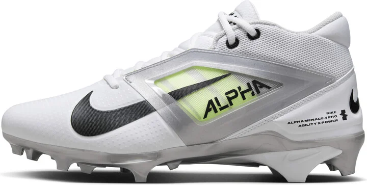 Nike Men's Alpha Menace 4 Pro Football Cleats in White | FD7037-100