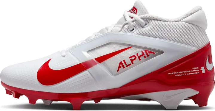 Nike Men's Alpha Menace 4 Pro Football Cleats in White | FD7037-102