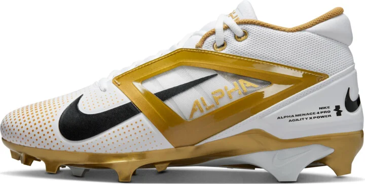 Nike Men's Alpha Menace 4 Pro Football Cleats in White | FD7037-105
