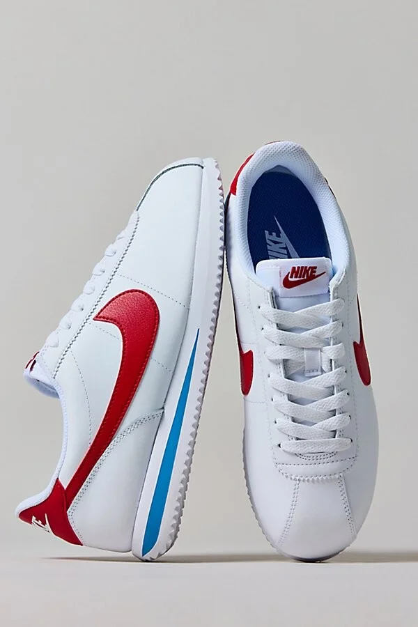 Nike Men's Cortez Leather Sneaker in White/Varsity Blue/Varsity Red - Image 2