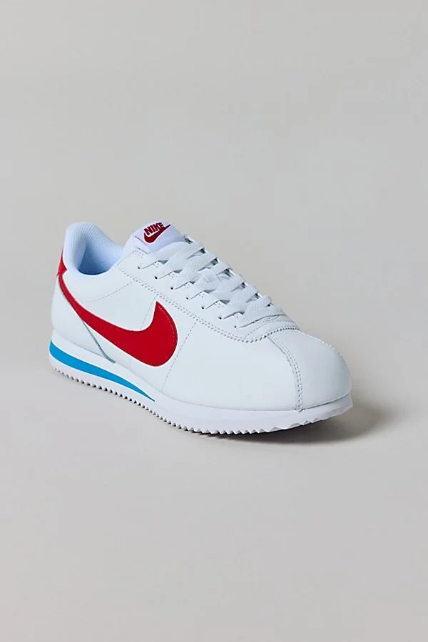 Nike Men's Cortez Leather Sneaker in White/Varsity Blue/Varsity Red - Image 4