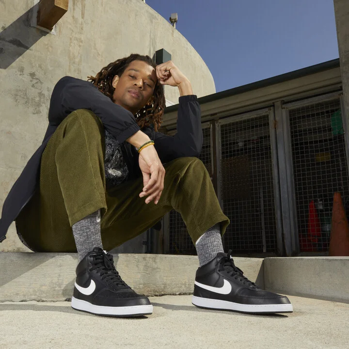 Nike Men's Court Vision Mid Next Nature Shoes in Black | DN3577-001 - Image 10