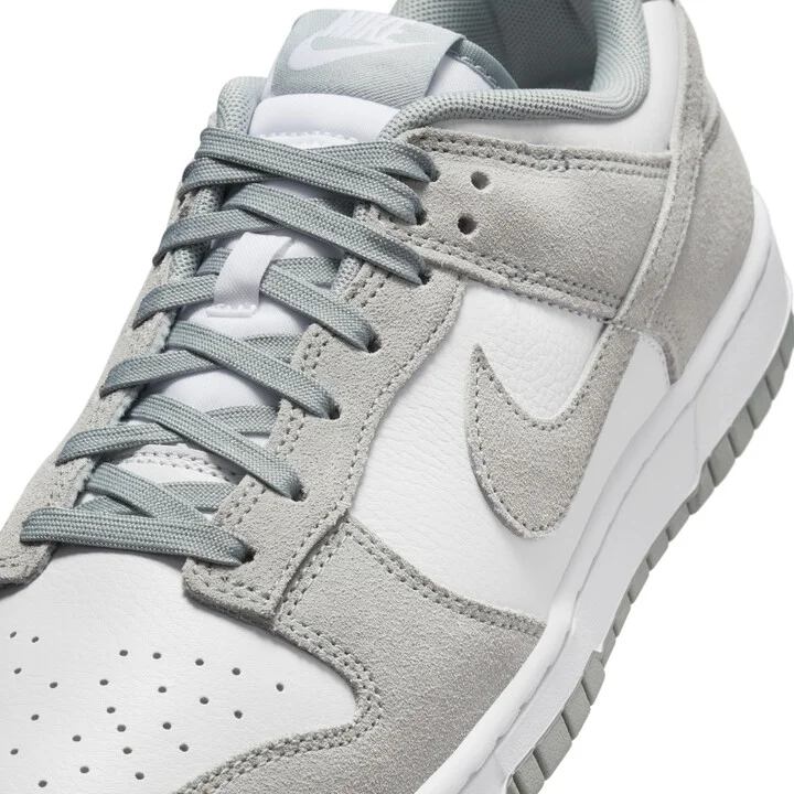 Nike Men's Dunk Low Retro SE Leather/Suede Shoes in White | FQ8249-101 - Image 7