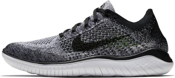 Nike Men's Free Run Flyknit 2018 Road Running Shoes in White | 942838-101