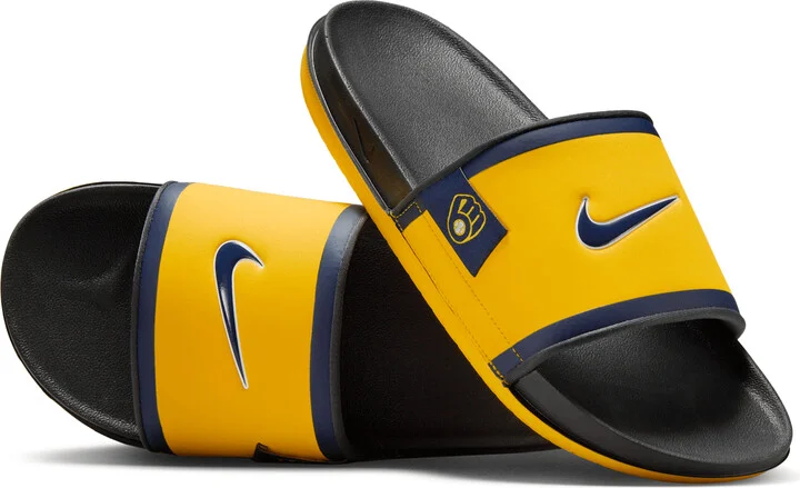 Nike Men's Offcourt (Milwaukee Brewers) Offcourt Slides in Yellow | FN2701-700