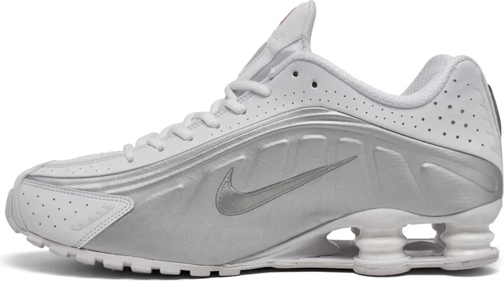 Nike Men's Shox R4 Casual Sneakers from Finish Line - White, Silver - Image 3