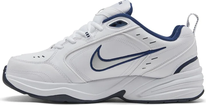 Nike Men's Wide-Width Air Monarch Iv Training Sneakers from Finish Line - White, Metallic Silver, Navy - Image 3