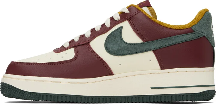 Nike Off-White & Burgundy Air Force 1 '07 LV8 Sneakers - Image 3