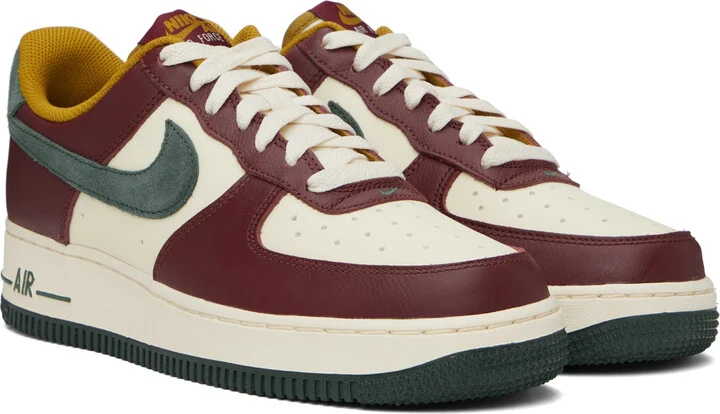 Nike Off-White & Burgundy Air Force 1 '07 LV8 Sneakers - Image 4
