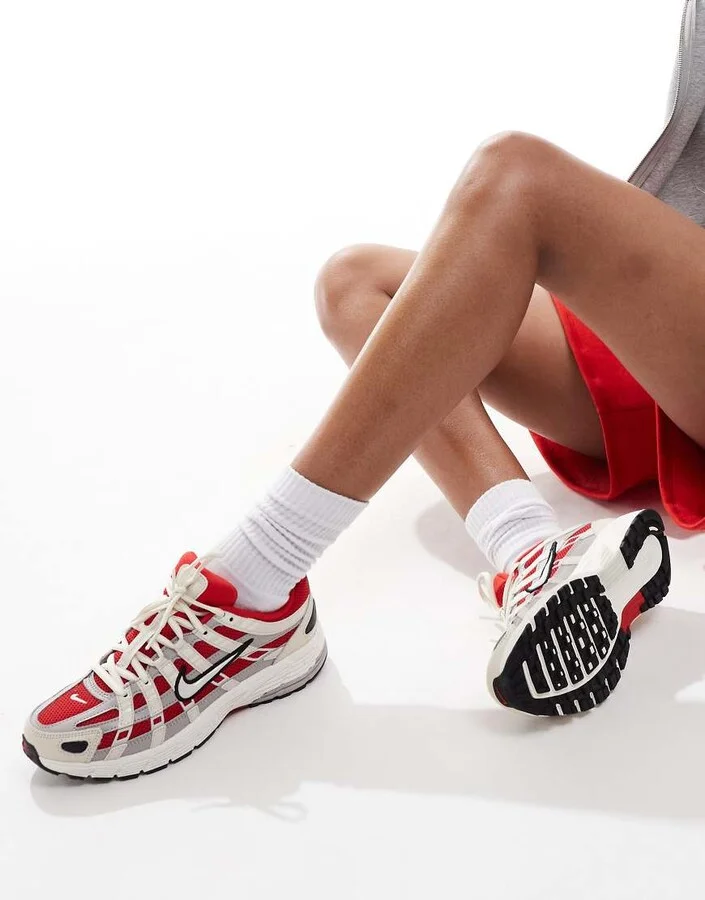 Nike P-6000 sneakers in light gray and red - Image 3