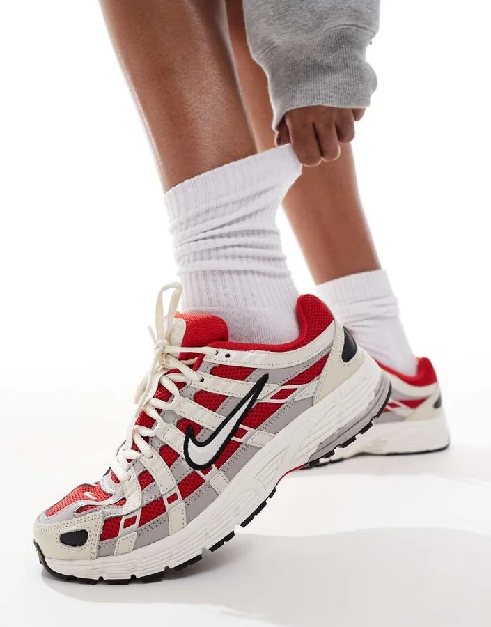Nike P-6000 sneakers in light gray and red