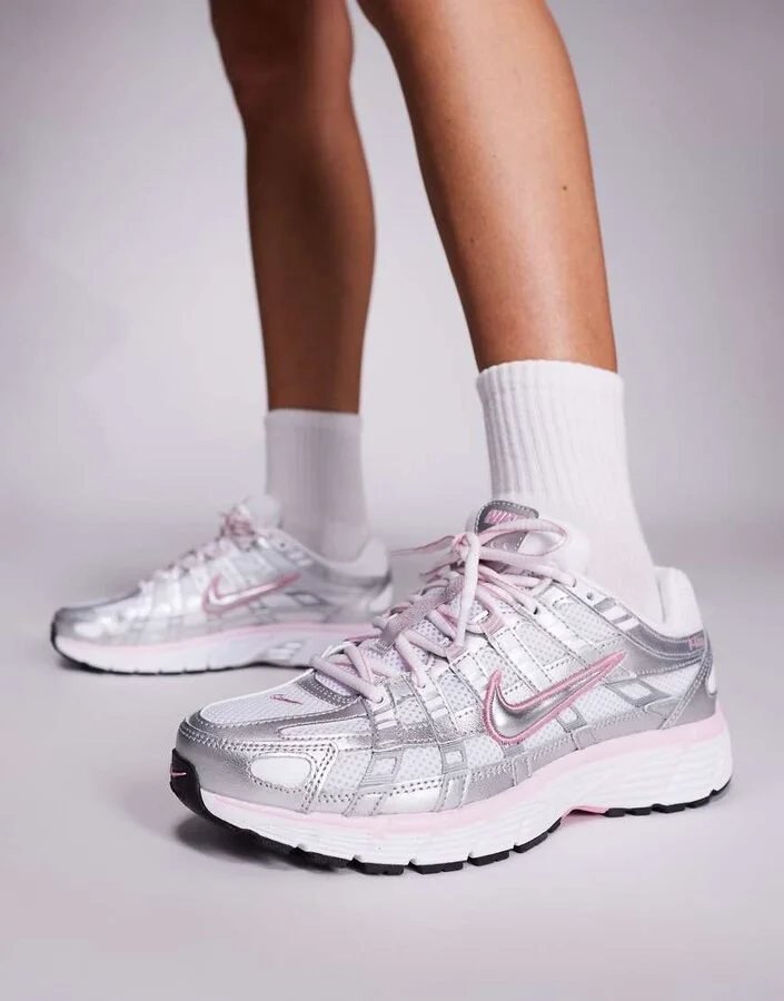 Nike P-6000 sneakers in metallic silver and pink