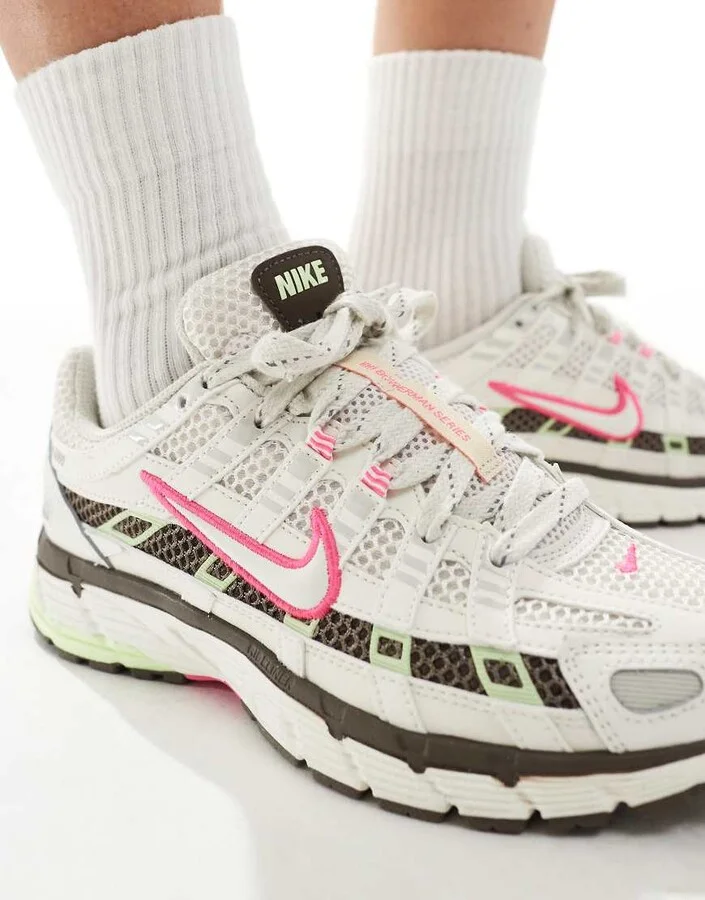 Nike P-6000 sneakers in off white, pink and green - Image 3