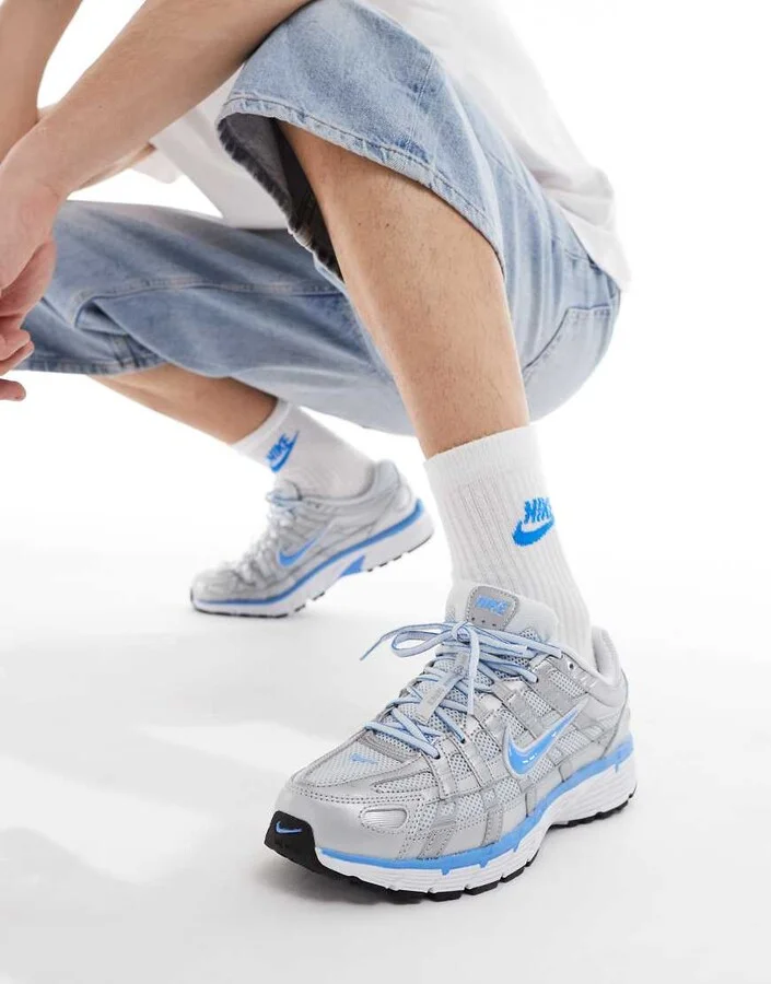 Nike P-6000 sneakers in silver and blue - Image 3