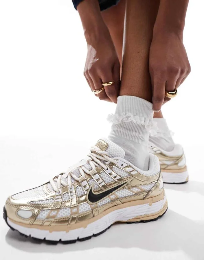 Nike P-6000 sneakers in white and gold