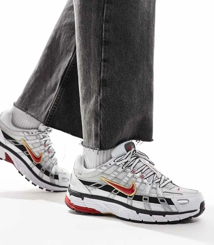 Nike P-6000 sneakers in white and red