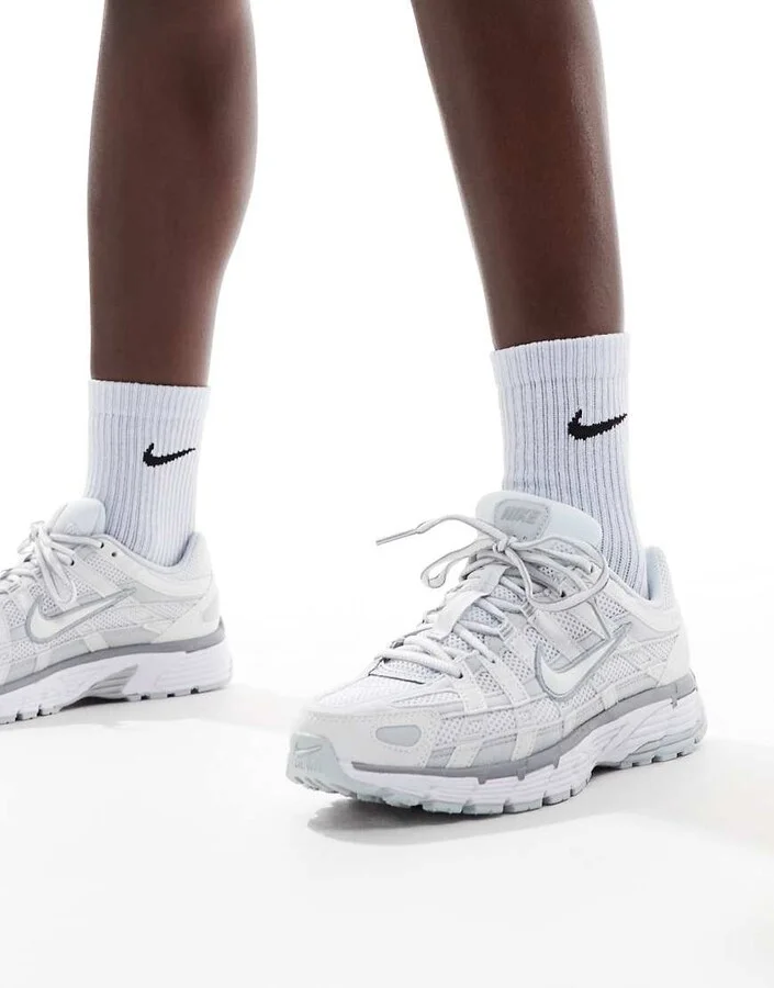 Nike P-6000 sneakers in white and silver