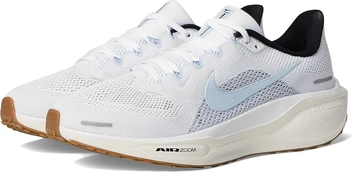 Nike Pegasus 41 Women's Shoes White/Blue Tint/Sail/Metallic Silver : 5 B - Medium, Synthetic