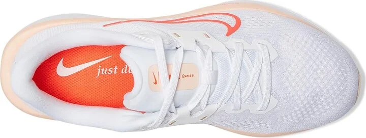 Nike Quest 6 Women's Shoes White/Bright Crimson/Washed Coral/Summit White : 11 B - Medium, Textile - Image 2