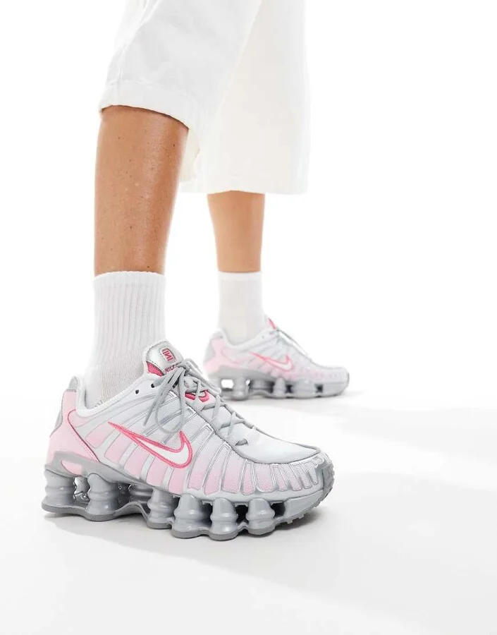 Nike Shox TL sneakers in silver and pink - Image 3