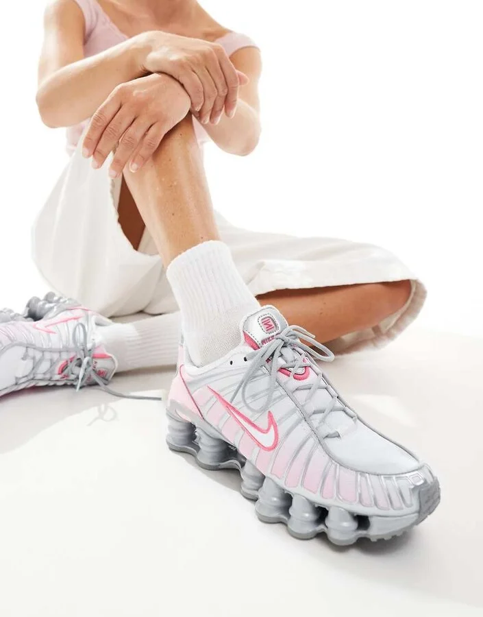 Nike Shox TL sneakers in silver and pink