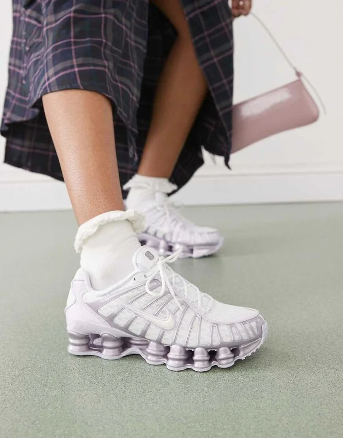 Nike Shox TL sneakers in white and purple
