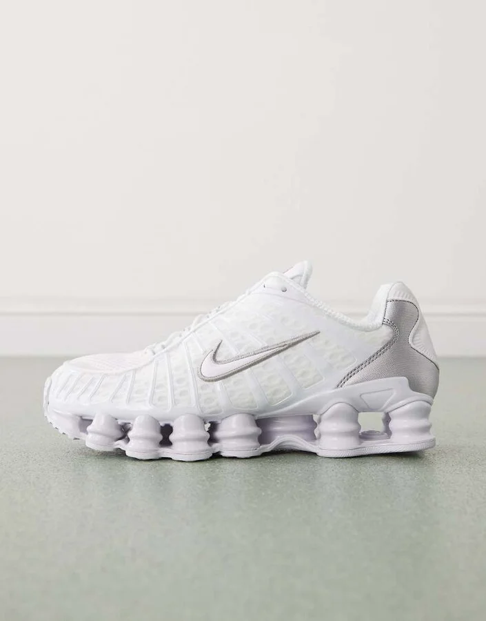 Nike Shox TL sneakers in white and silver - Image 2