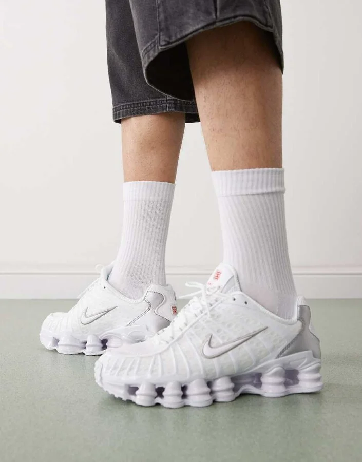 Nike Shox TL sneakers in white and silver