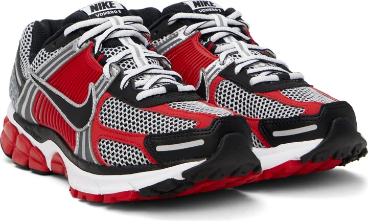 Nike Silver & Red Zoom Vomero 5 Sneakers - Image 4