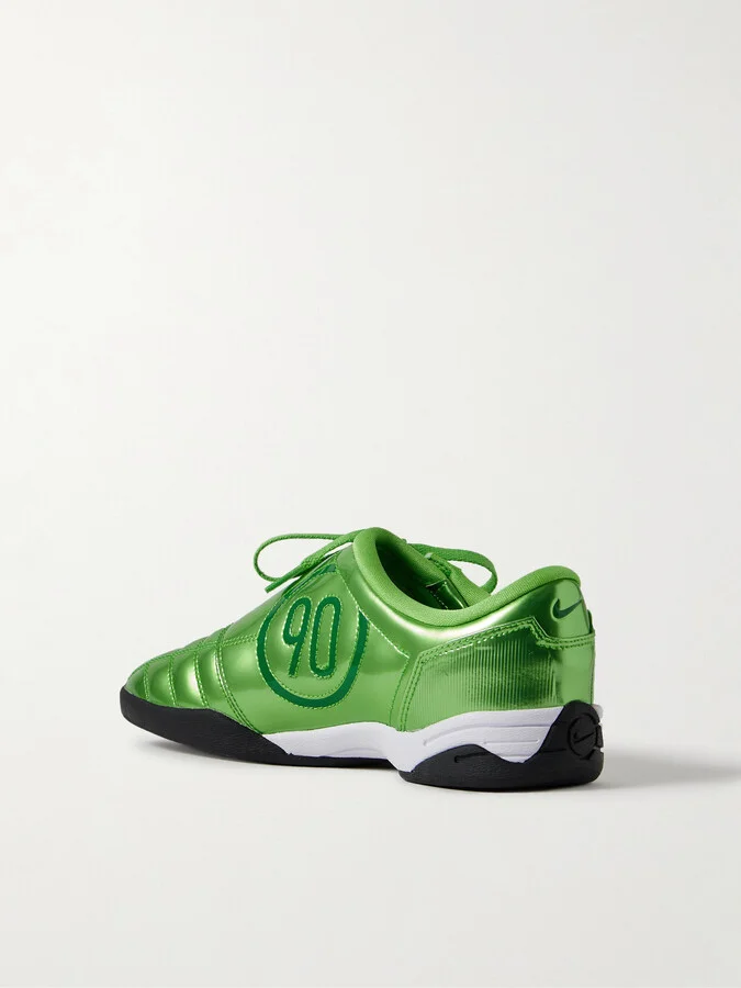 Nike - Total 90 Metallic Quilted Patent-leather Sneakers - Green - Image 3