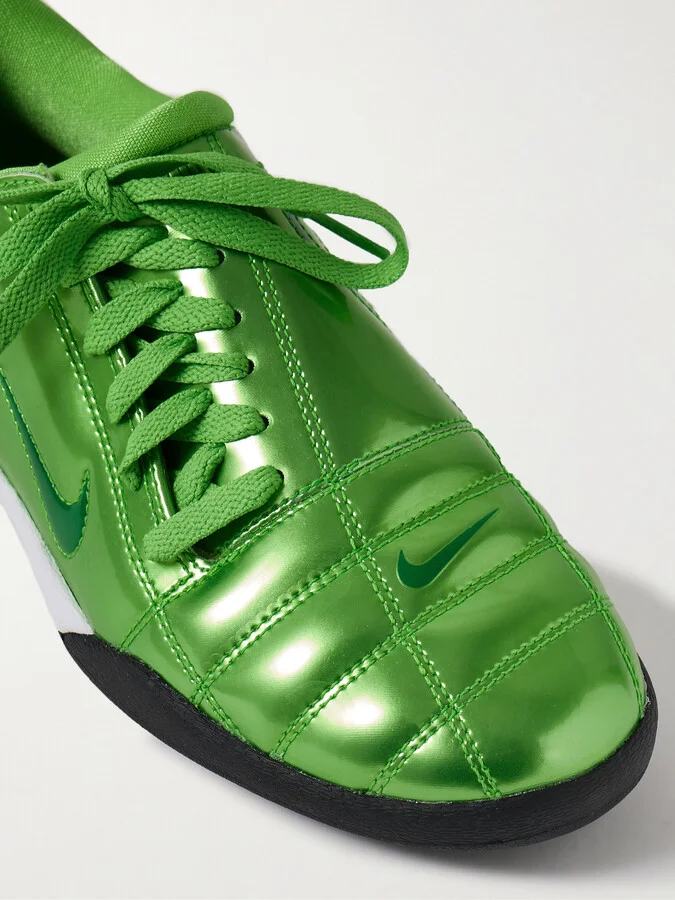 Nike - Total 90 Metallic Quilted Patent-leather Sneakers - Green - Image 4