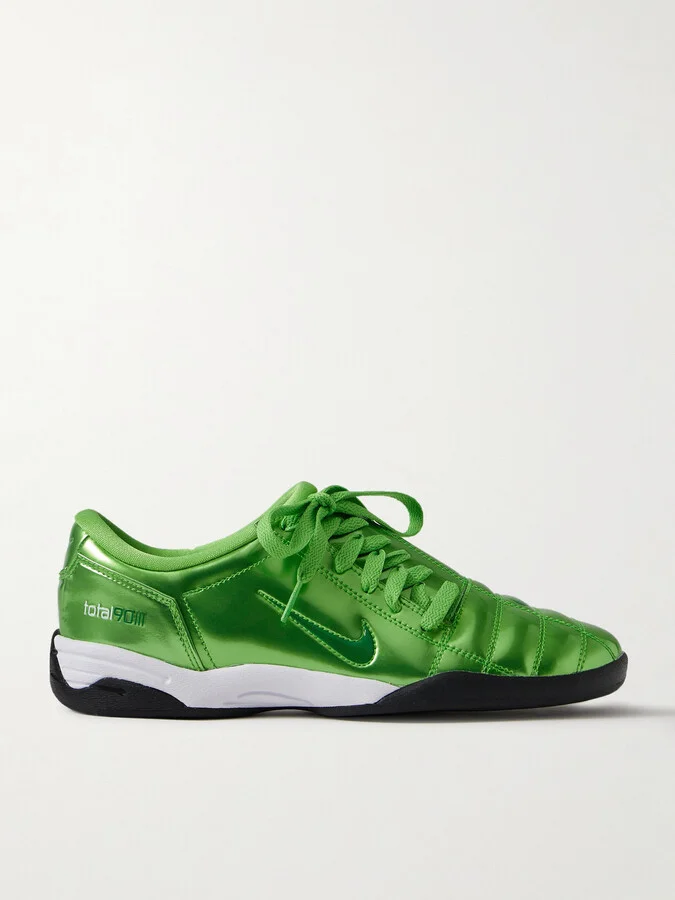 Nike - Total 90 Metallic Quilted Patent-leather Sneakers - Green