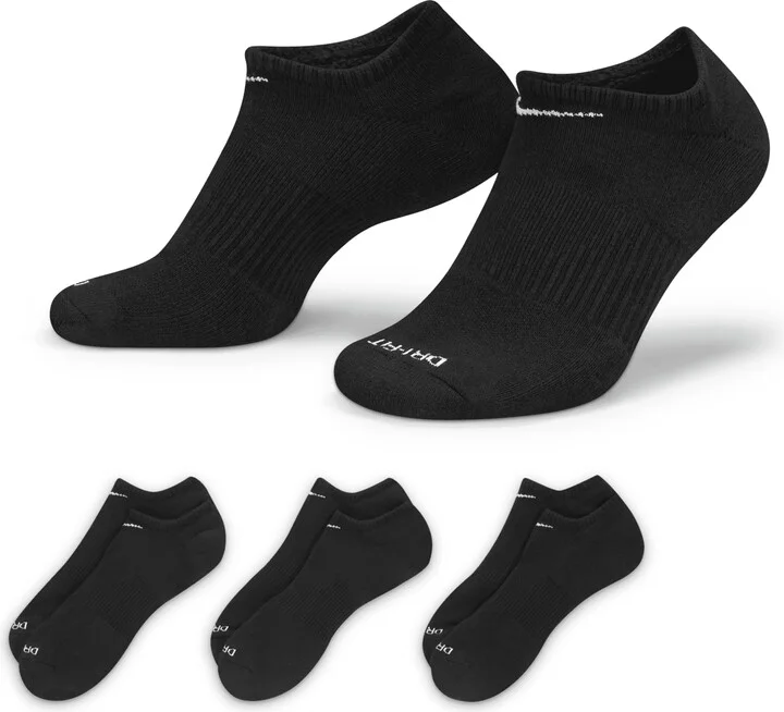 Nike Unisex Everyday Plus Cushion Training No-Show Socks (3 Pairs) in Black | SX6889-010