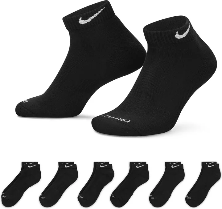 Nike Unisex Everyday Plus Cushioned Training Low Socks (6 Pairs) in Black | SX7042-010