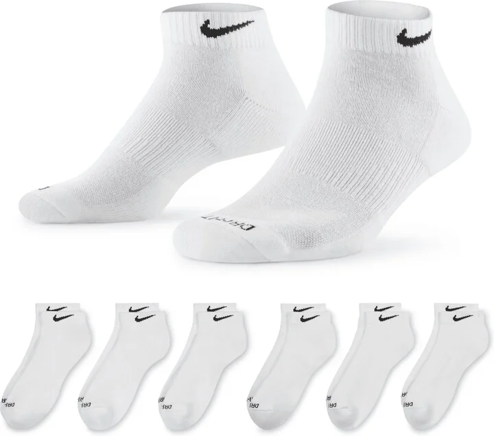 Nike Unisex Everyday Plus Cushioned Training Low Socks (6 Pairs) in White | SX7042-100