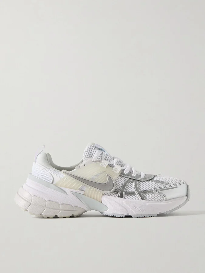 Nike - V2k Run Rubber And Metallic Leather-trimmed Mesh Sneakers - White