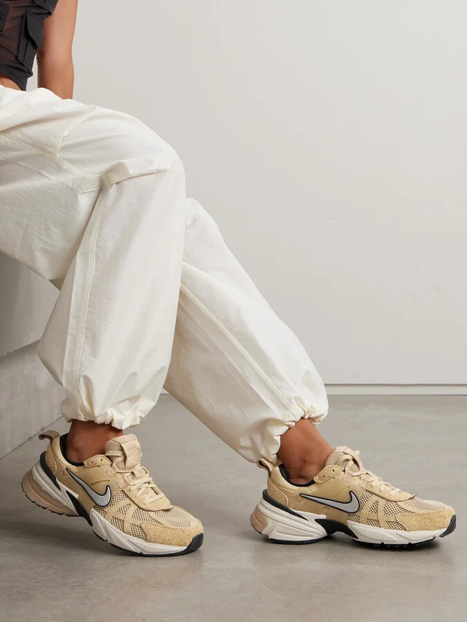 Nike - V2k Run Rubber, Suede And Metallic Leather-trimmed Mesh Sneakers - Neutrals - Image 2