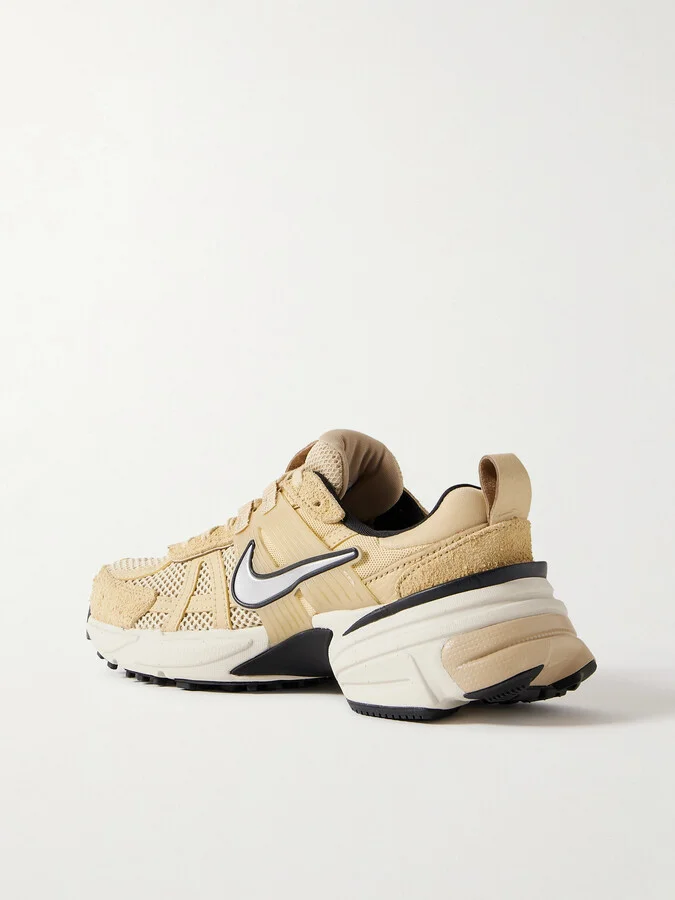 Nike - V2k Run Rubber, Suede And Metallic Leather-trimmed Mesh Sneakers - Neutrals - Image 3