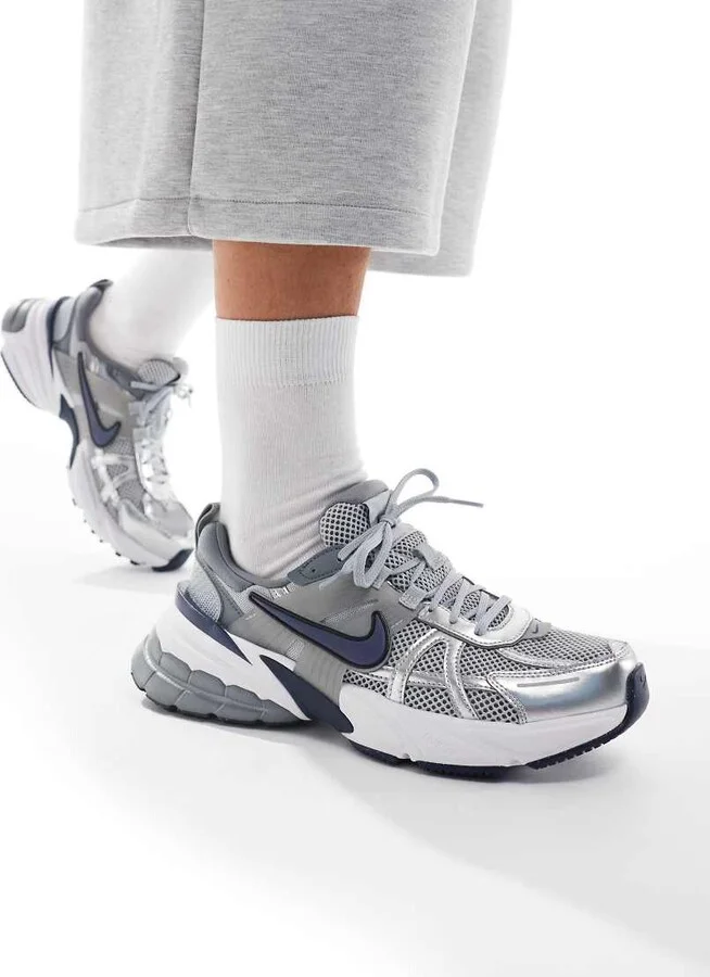 Nike V2K Run sneakers in gray and navy
