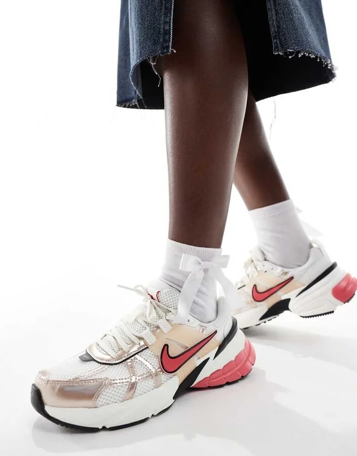 Nike V2K Run sneakers in pink and silver