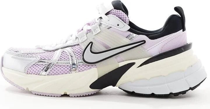 Nike V2K Run sneakers in silver and grape - Image 2