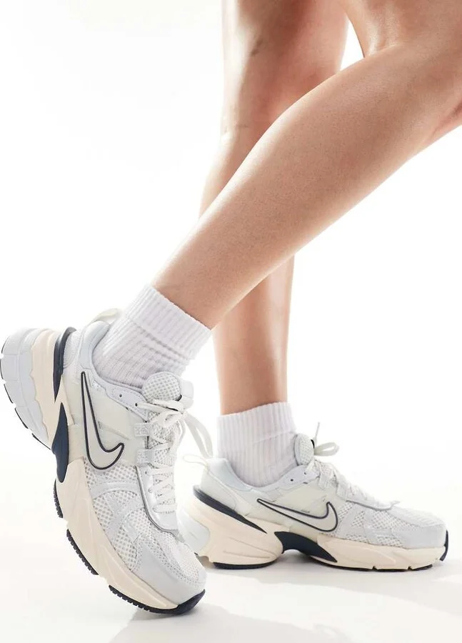 Nike V2K Run sneakers in white and navy
