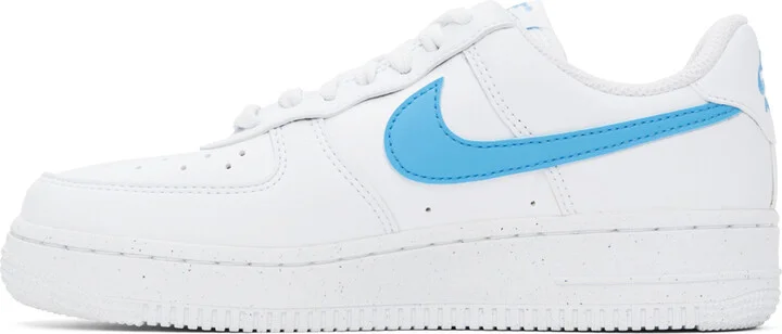 Nike White & Blue Air Force 1 '07 Sneakers - Image 3