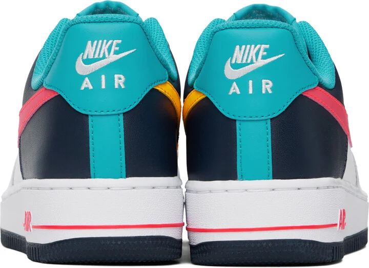 Nike White & Blue Air Force 1 '07 Sneakers - Image 2